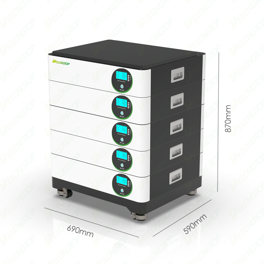 50 kWh (51,2 V 200 Ah x 5) bewegliche Stapelbatterie für den Haushaltsgebrauch